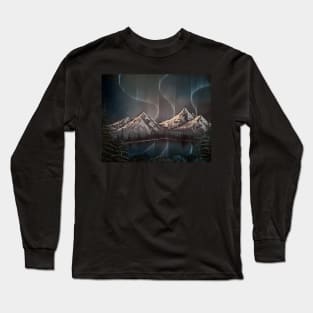 Blue and Purple Northern Lights Long Sleeve T-Shirt